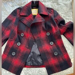 Old Navy Plaid Pea Coat